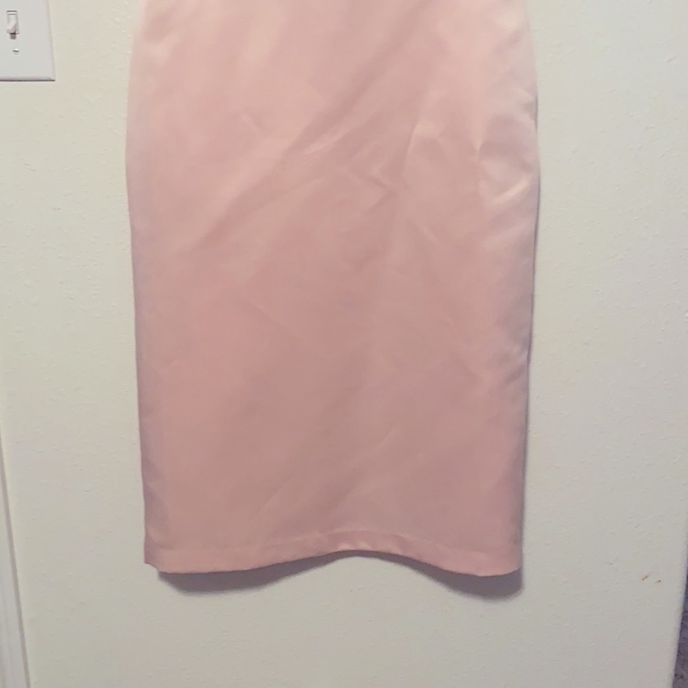 Pink Spaghetti strapped dress with some purple stripes, - Picture 3 of 5